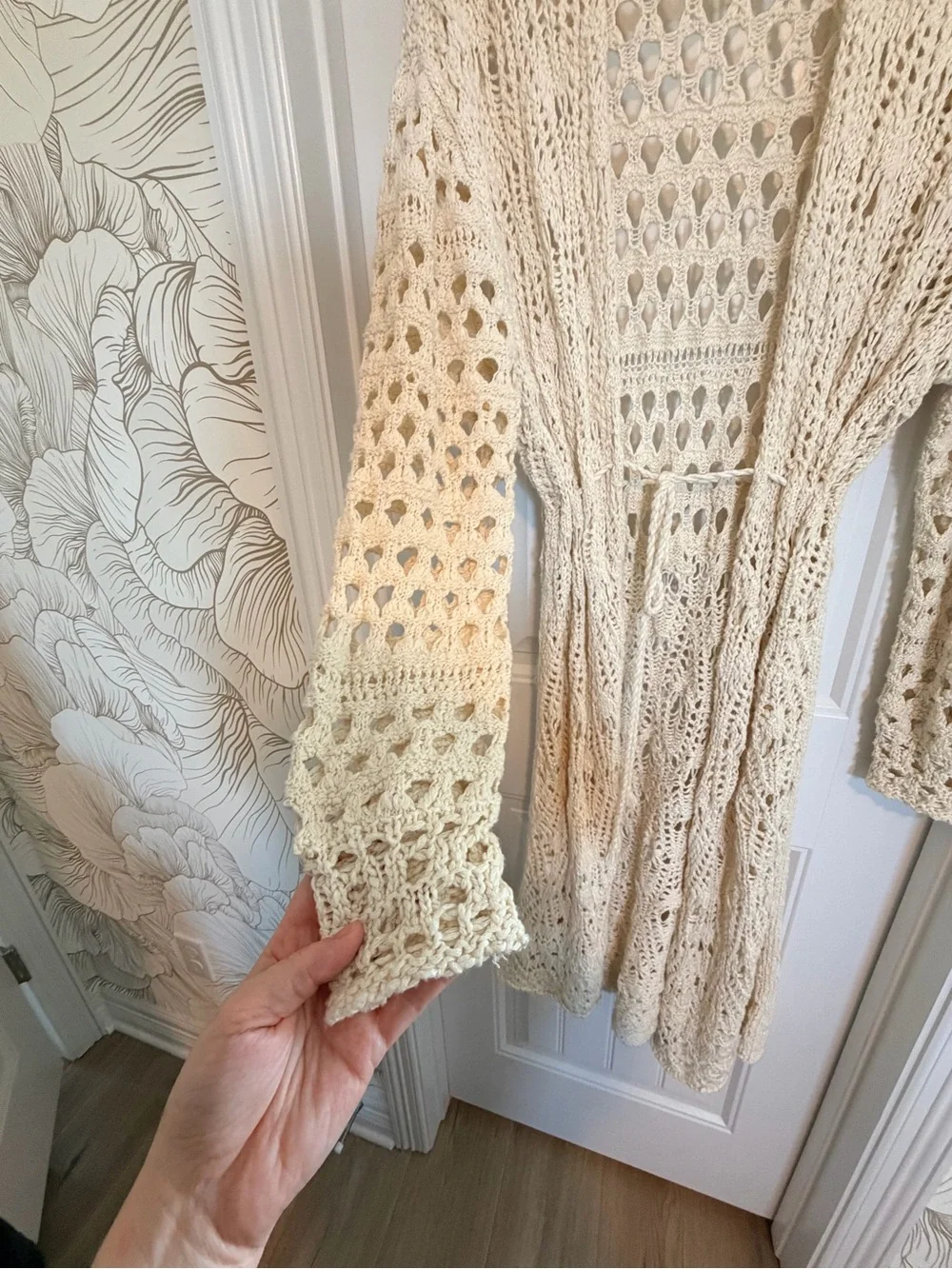 Free People Sweet Talker Crochet Cardigan Cream XS